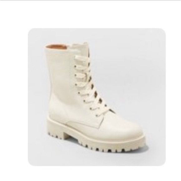 Women’s saylor lace-up combat boots - a new day- cream size 8 - Picture 2 of 5